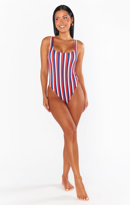 The Ribbed One Piece ~ Americana Stripe Micro Rib