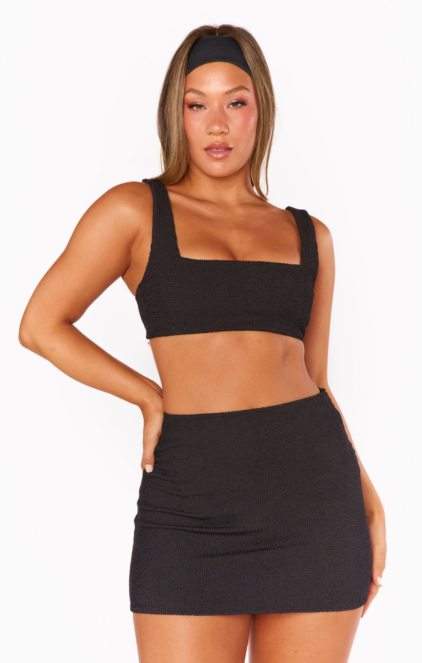 Mary Mini Skirt ~ Black Scrunch