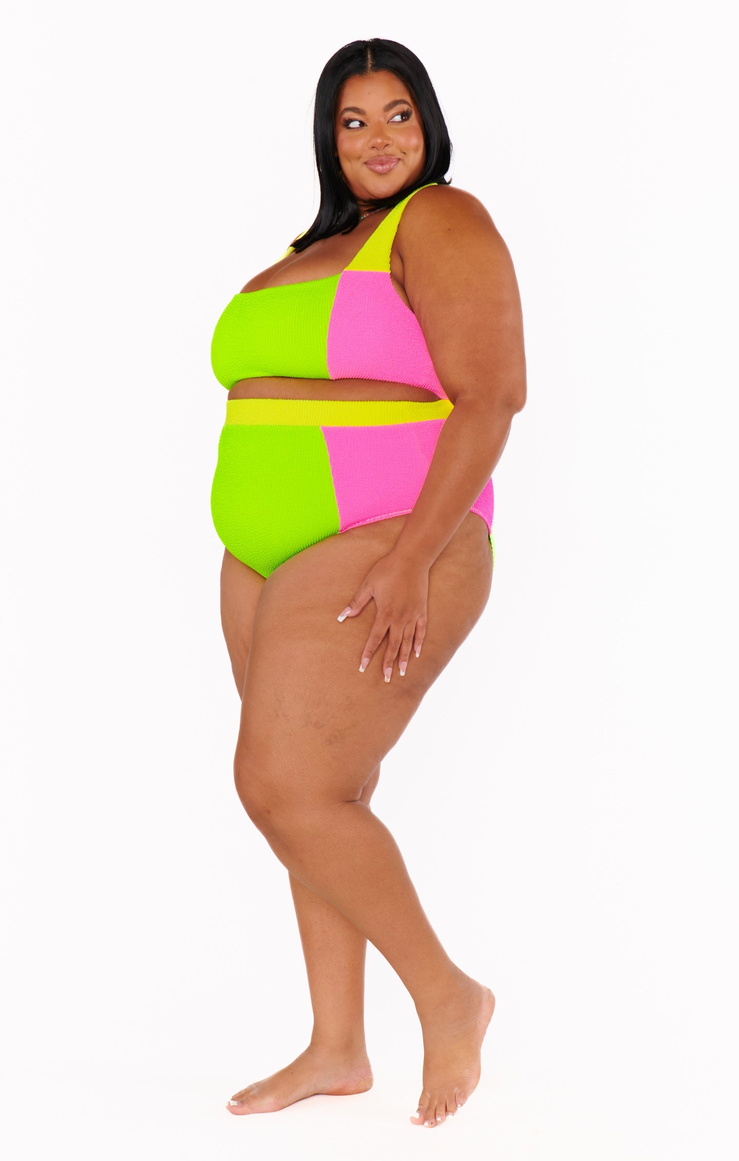 Hot Tub Top ~ 80s Party Colorblock Scrunch