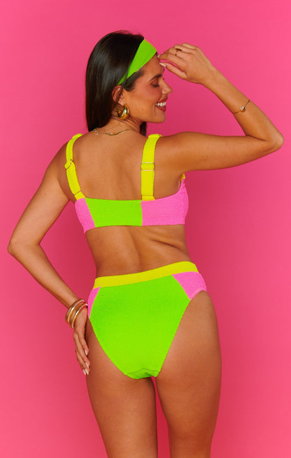 Hot Tub Top ~ 80s Party Colorblock Scrunch