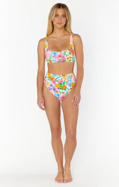 Sail Bottom ~ Ivory Botanical Rib Scrunch