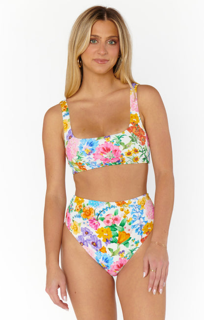 Sail Bottom ~ Ivory Botanical Rib Scrunch