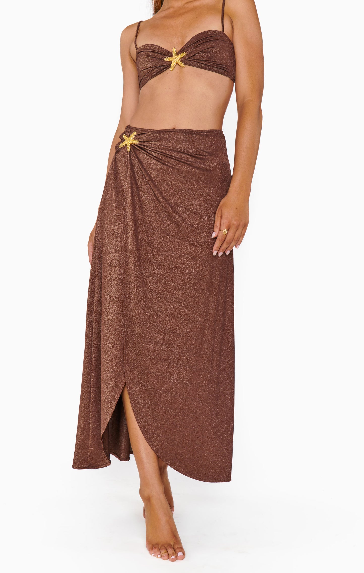 Cyprus Sarong ~ Cinnamon Shimmer with Starfish