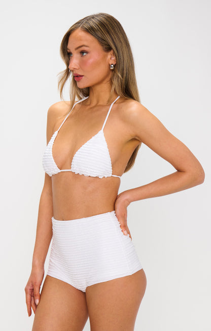 Shortie Swim Shorts ~ White Mini Ruffles