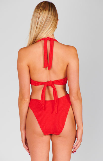Malta Top ~ Hot Tamale Red Scrunch