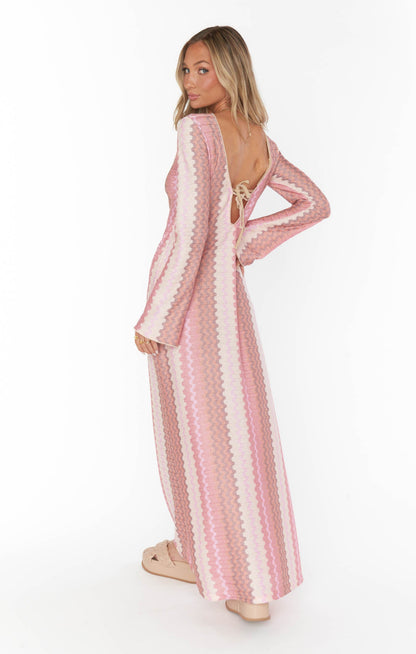 Vacay Coverup ~ Pink Groovy Knit