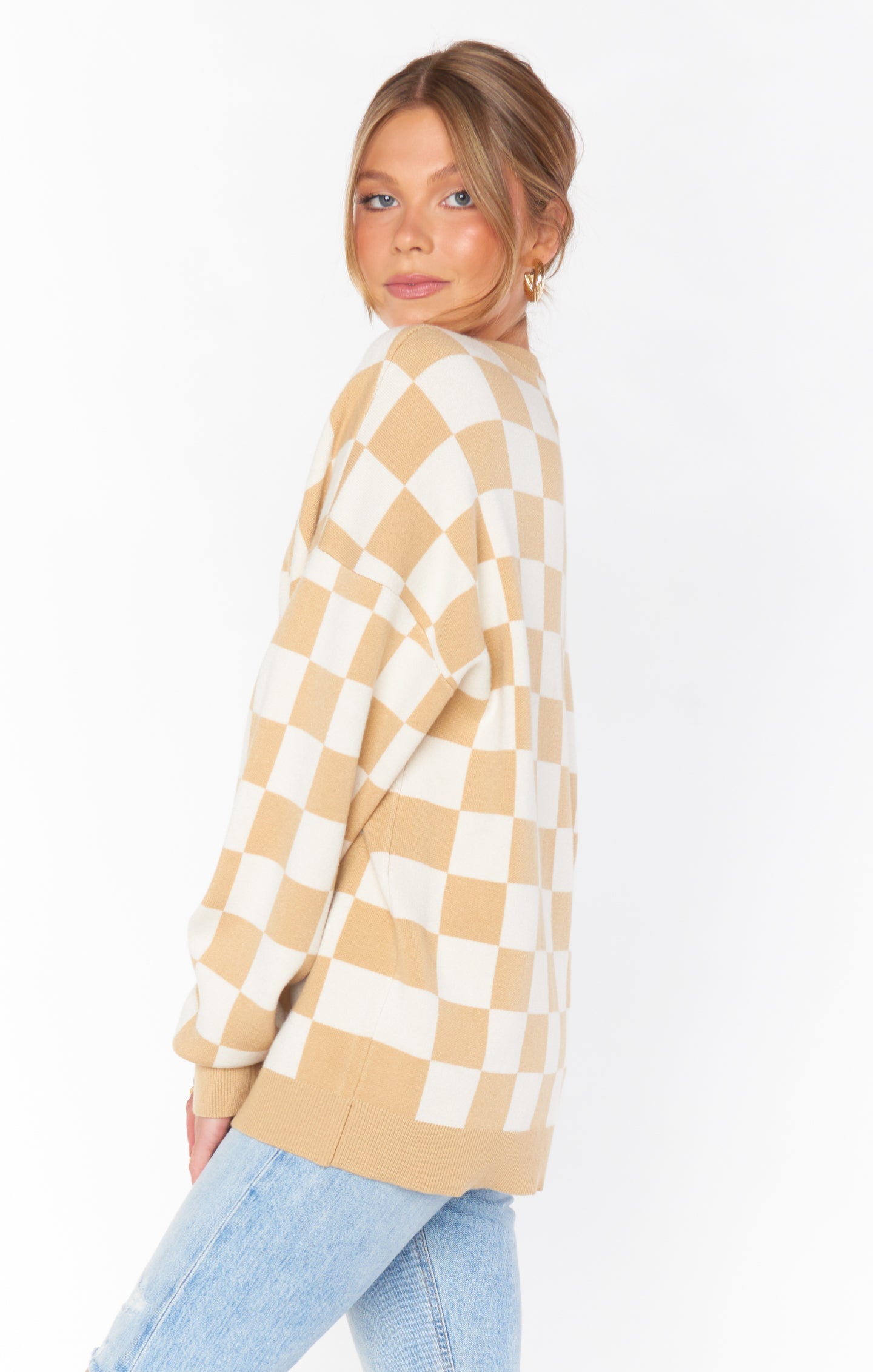 Scout Sweater ~ Tan Checker Knit