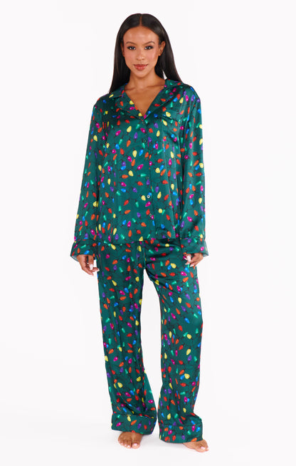 Classic PJ Set ~ Festive Lights Silky