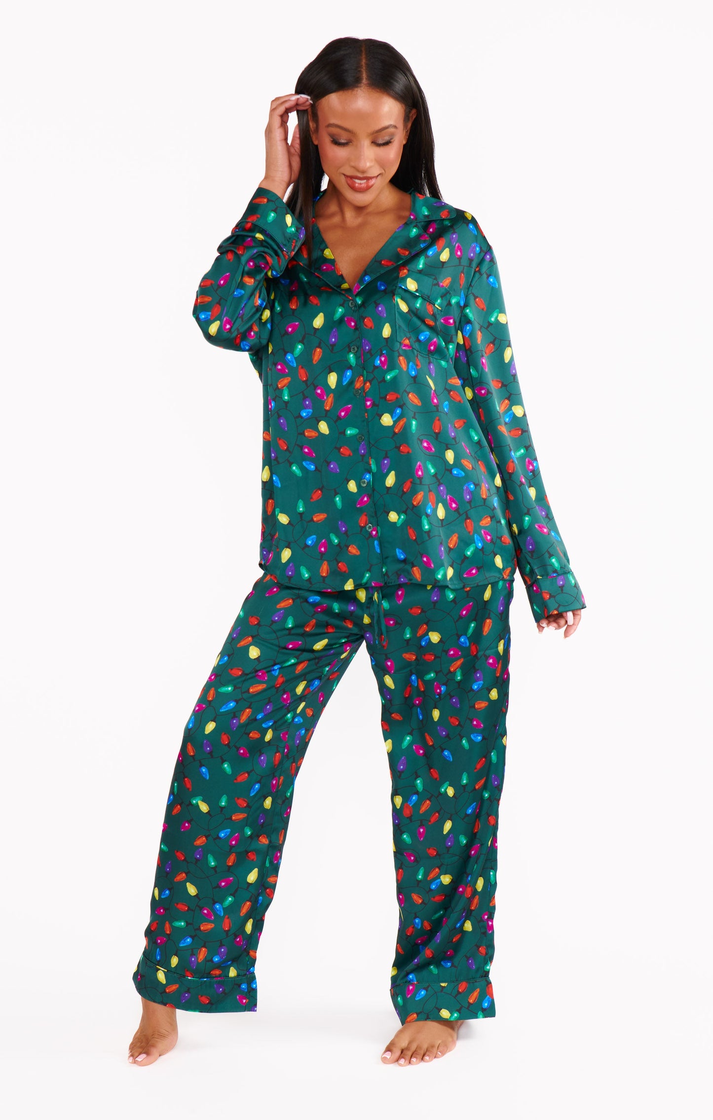 Classic PJ Set ~ Festive Lights Silky