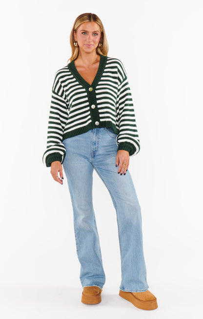 Good Karma Cardi ~ Forest Green Knit