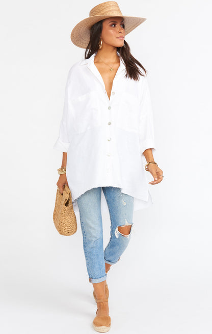 Johns Button Down Shirt ~ White Linen