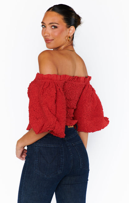 Rom Com Top ~ Red Texture Stretch
