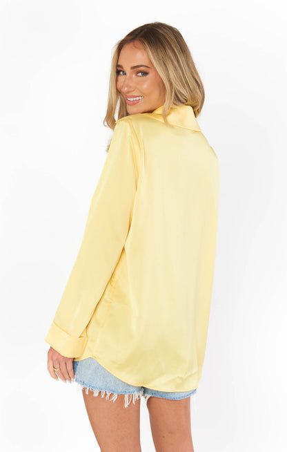Smith Button Down ~ Yellow Luxe Satin