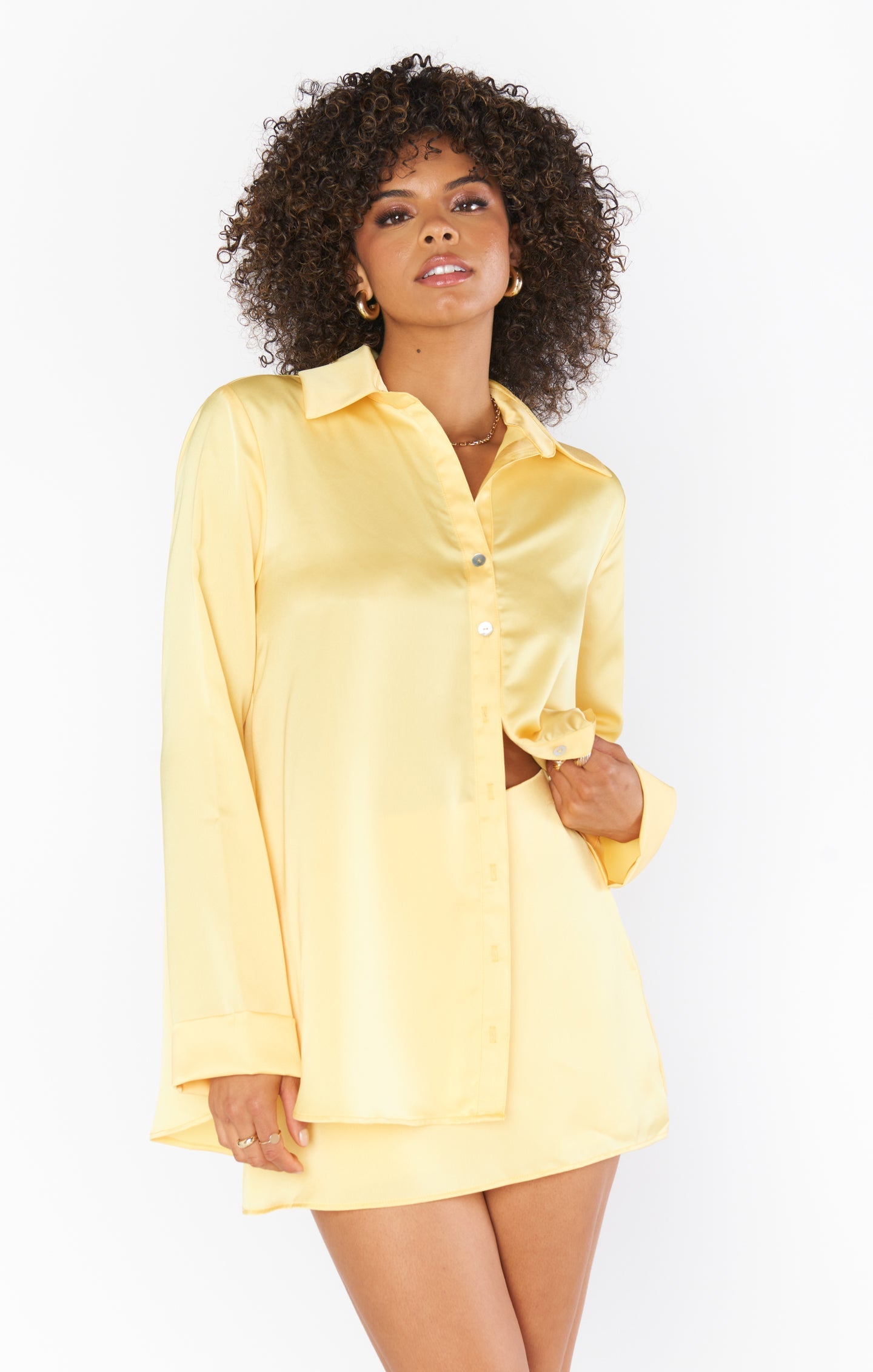 Smith Button Down ~ Yellow Luxe Satin