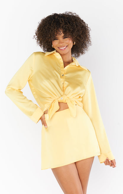 Smith Button Down ~ Yellow Luxe Satin