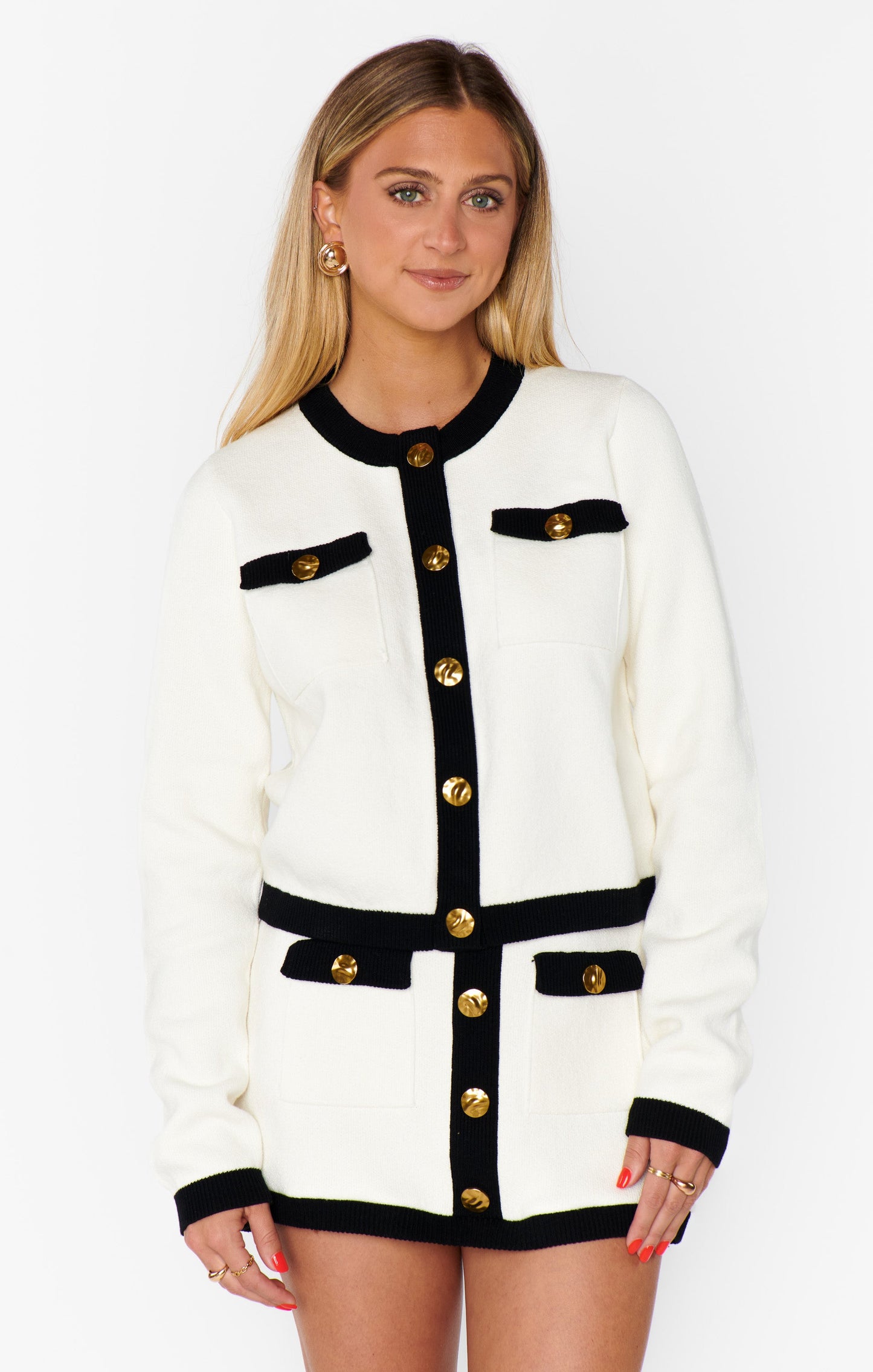 Kit Cardi ~ Cream and Black Knit