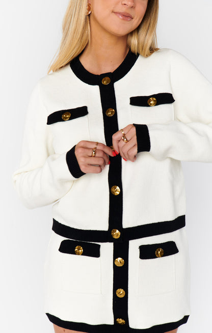 Kit Cardi ~ Cream and Black Knit