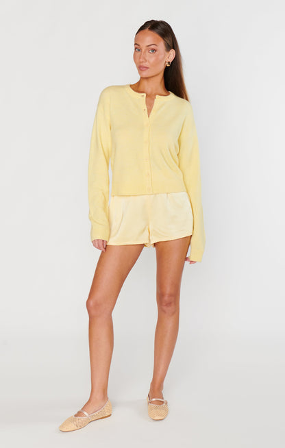 Throw on Cardigan ~ Pale Yellow Knit