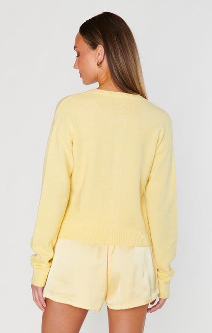 Throw on Cardigan ~ Pale Yellow Knit