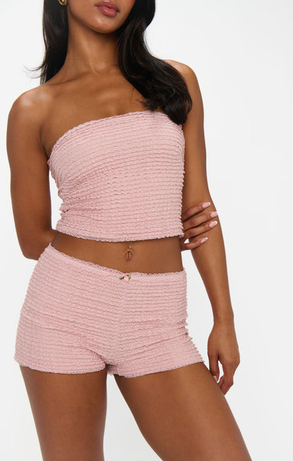 Nicki Tube Top ~ Pink Ruffle Lace