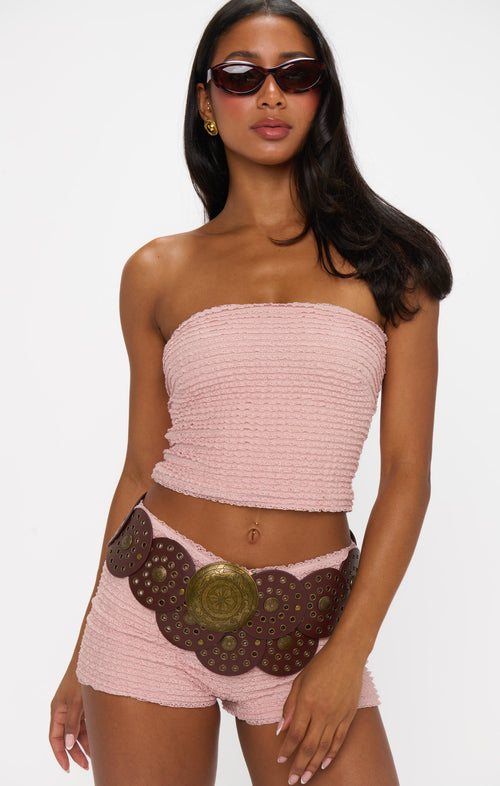Nicki Tube Top ~ Pink Ruffle Lace