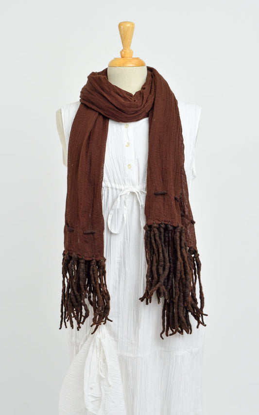 Pure Wool Scarf - Dark Chocolate Brown
