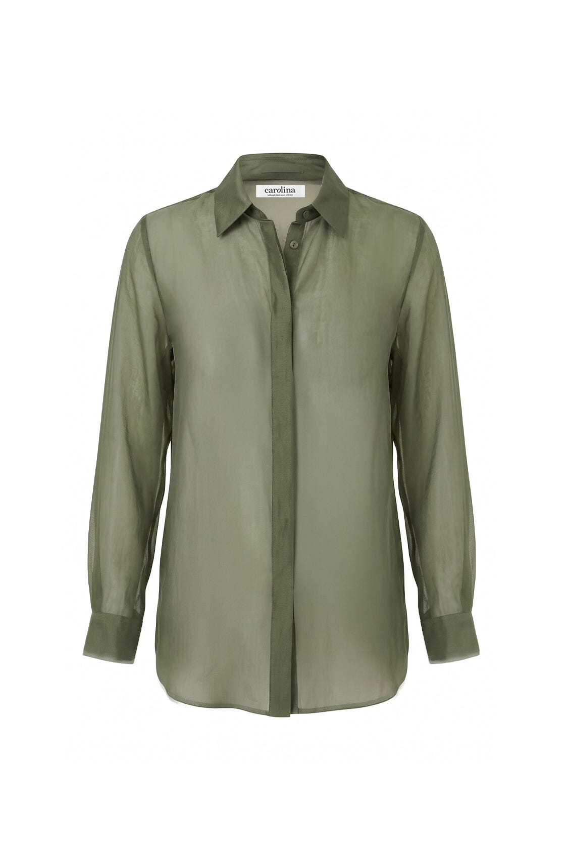 Maribelle Sheer Long Sleeve Top in Olive