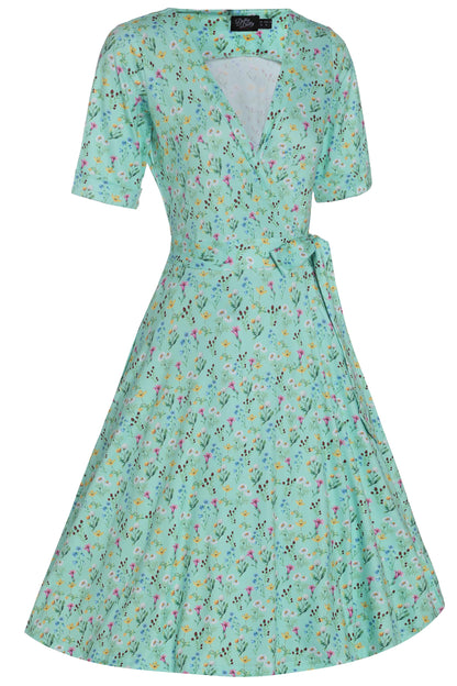 Matilda Mint Floral Wrap Dress