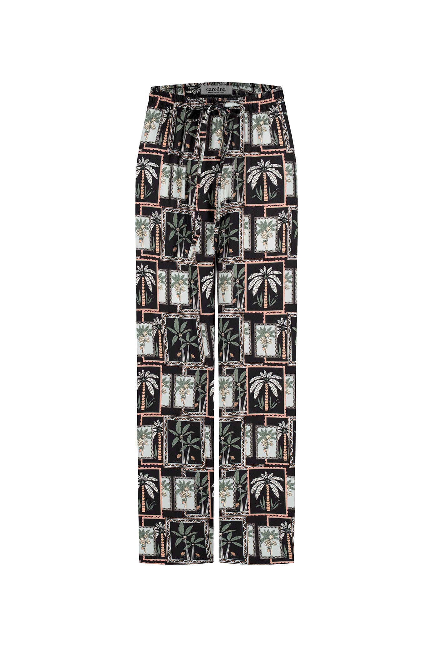 Maui Palm Print Pants in Black and Green