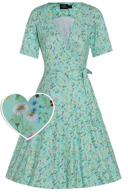 Matilda Mint Floral Wrap Dress