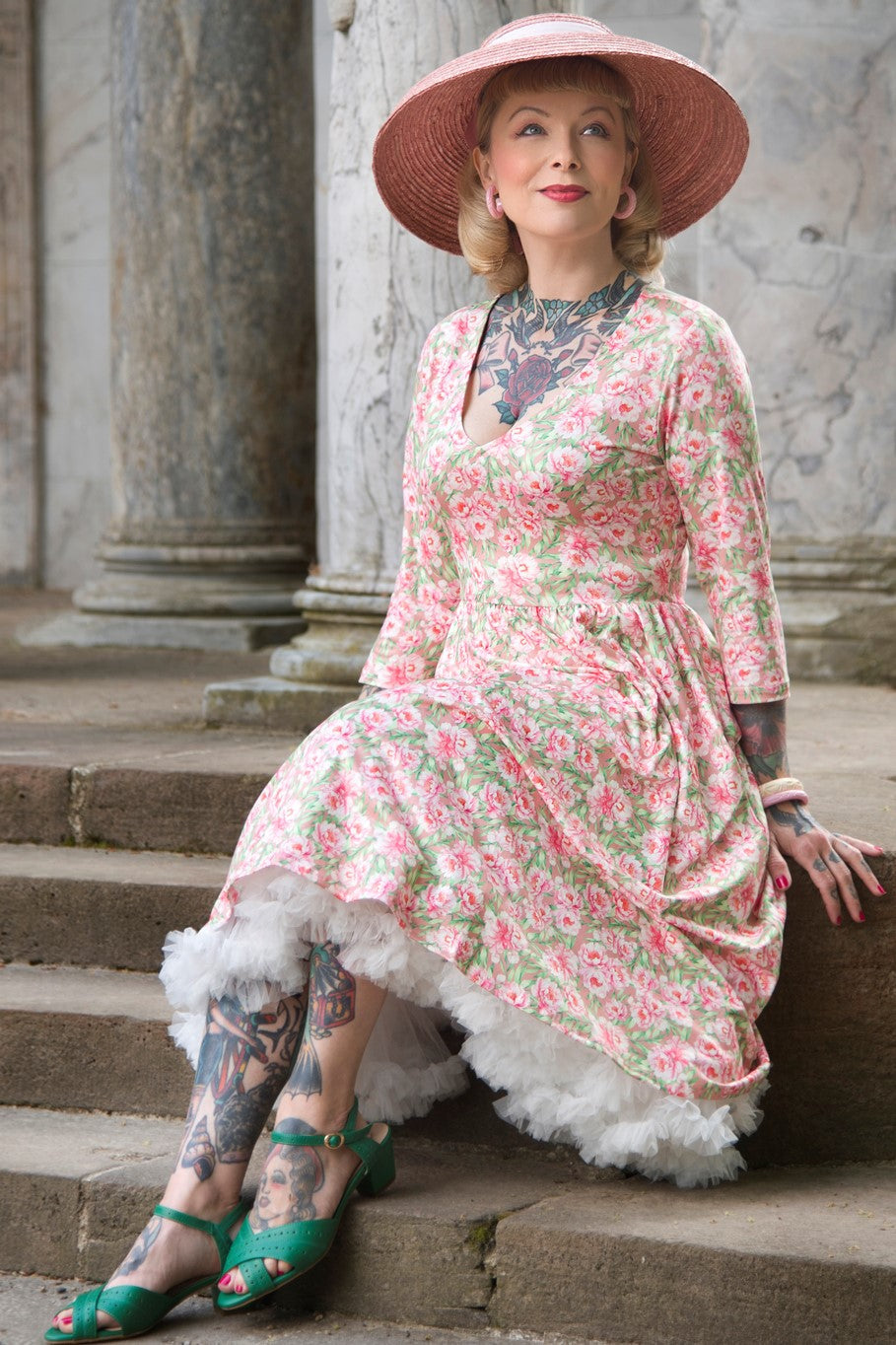 Billie Pink Peony Long Sleeved Dress