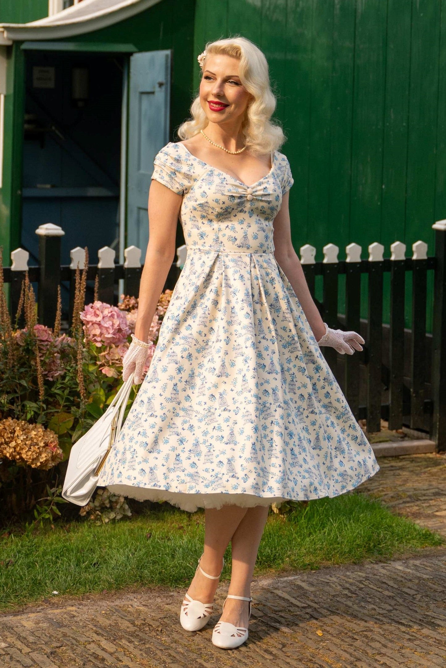 Lily Bird Cage Off Shoulder Dress In Cream White