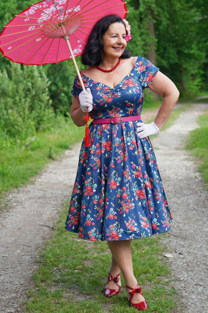 Lily Floral Dragonfly Off Shoulder Dress