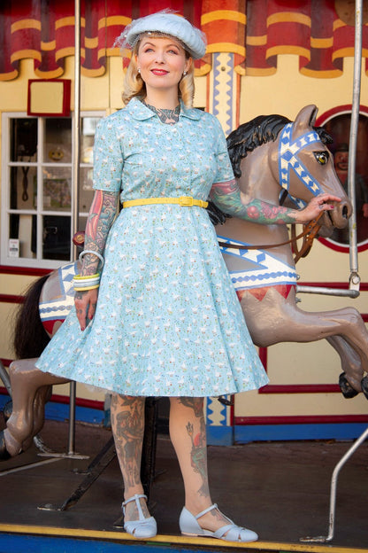Penelope Duck Farm Shirt Dress In Light Blue
