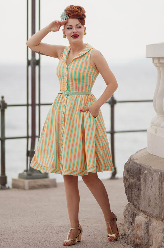 Maverick Yellow Striped Shirt Dress