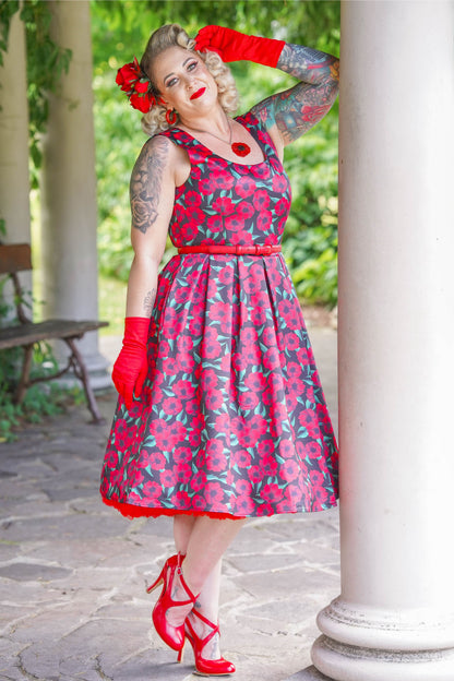 Amanda Red Anemone Swing Dress