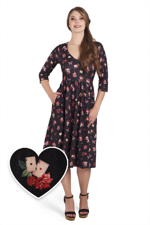 Billie Black Rockabilly Skull & Rose Dress