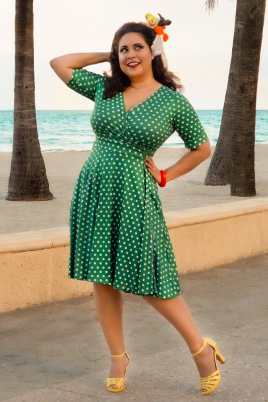 Matilda Green Polka Dot Wrap Dress