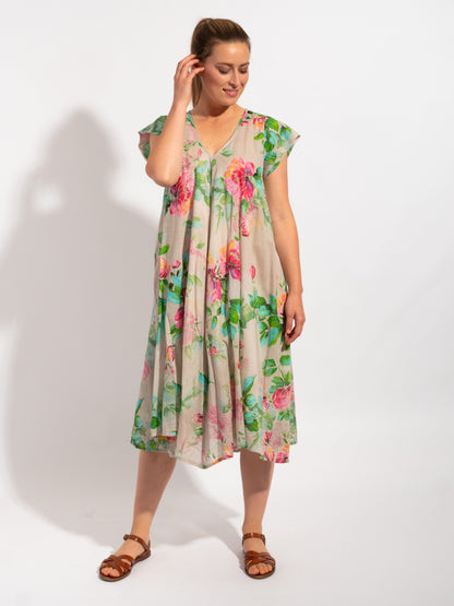 Maheno Dress in Beige Pink Pretty