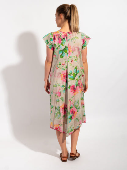 Maheno Dress in Beige Pink Pretty
