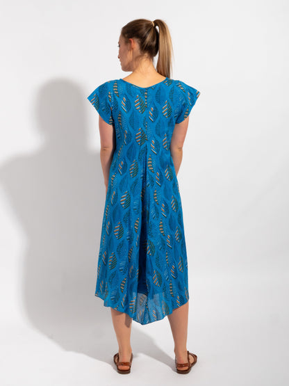 Maheno Dress in Blue Leaf