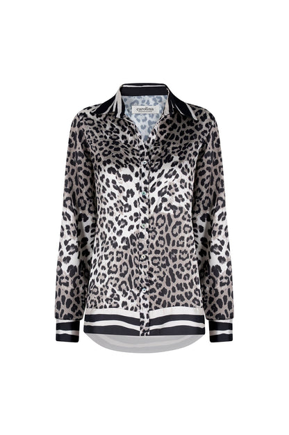 Mya Animal Print Collared Top