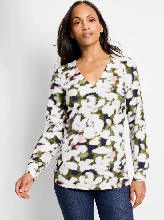 NZT Blurred Petals Long Sleeve Top