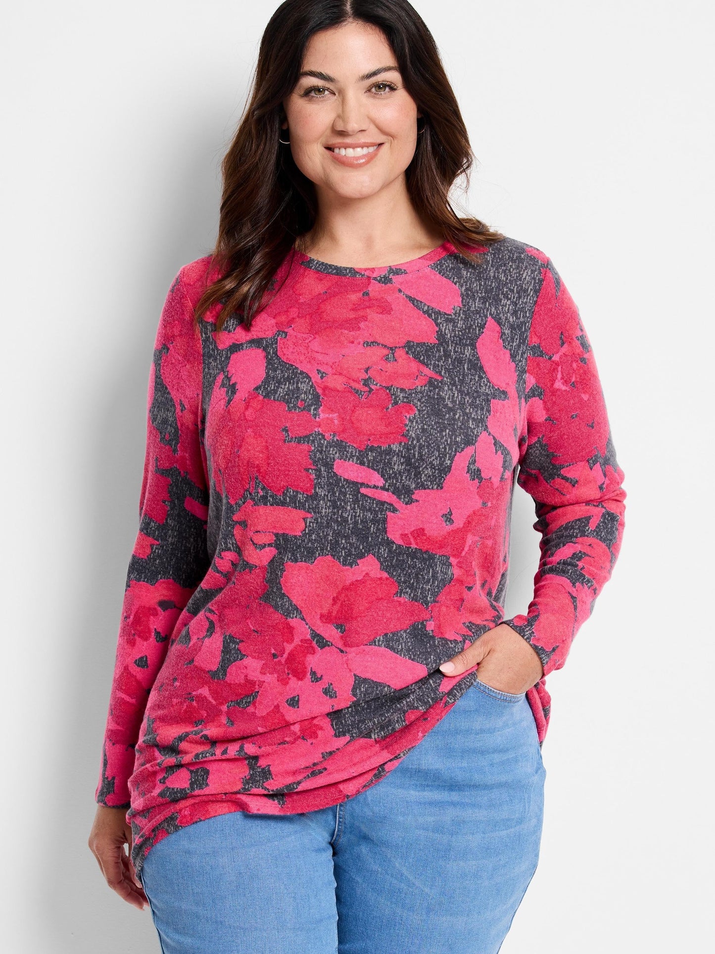 NZT Shadow Floral Long Sleeve Shirttail Tee