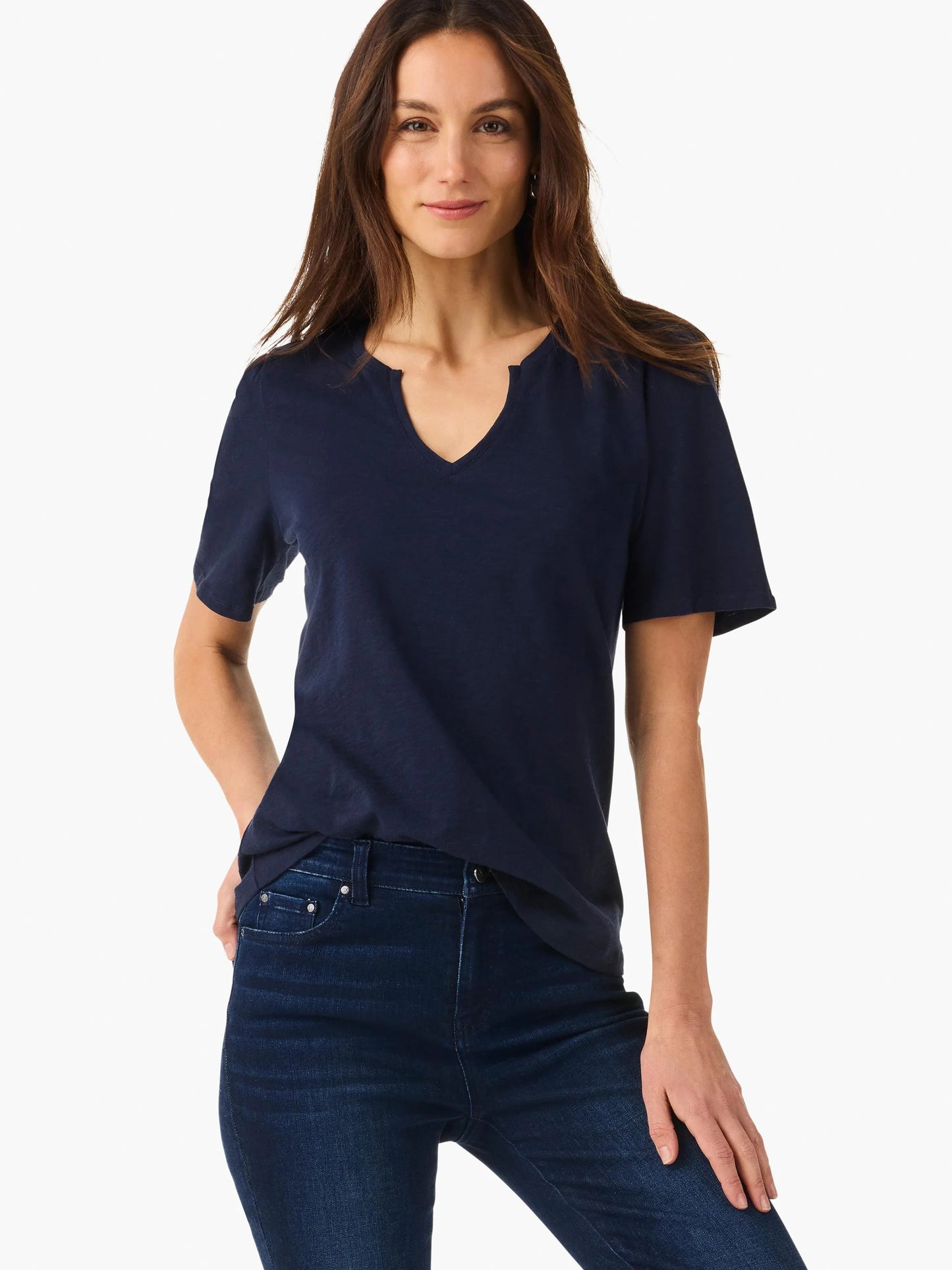 NZT Short Sleeve Split Neck Tee