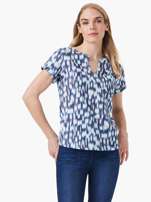 NZT Hazy Blues Split Neck Tee
