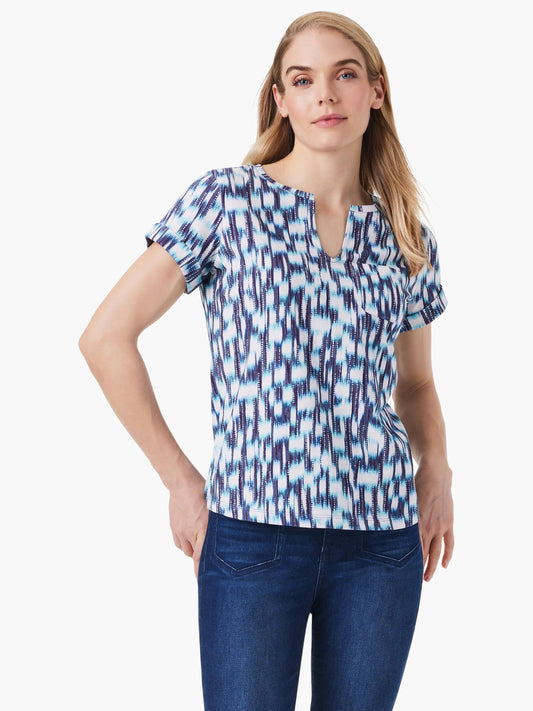 NZT Hazy Blues Split Neck Tee