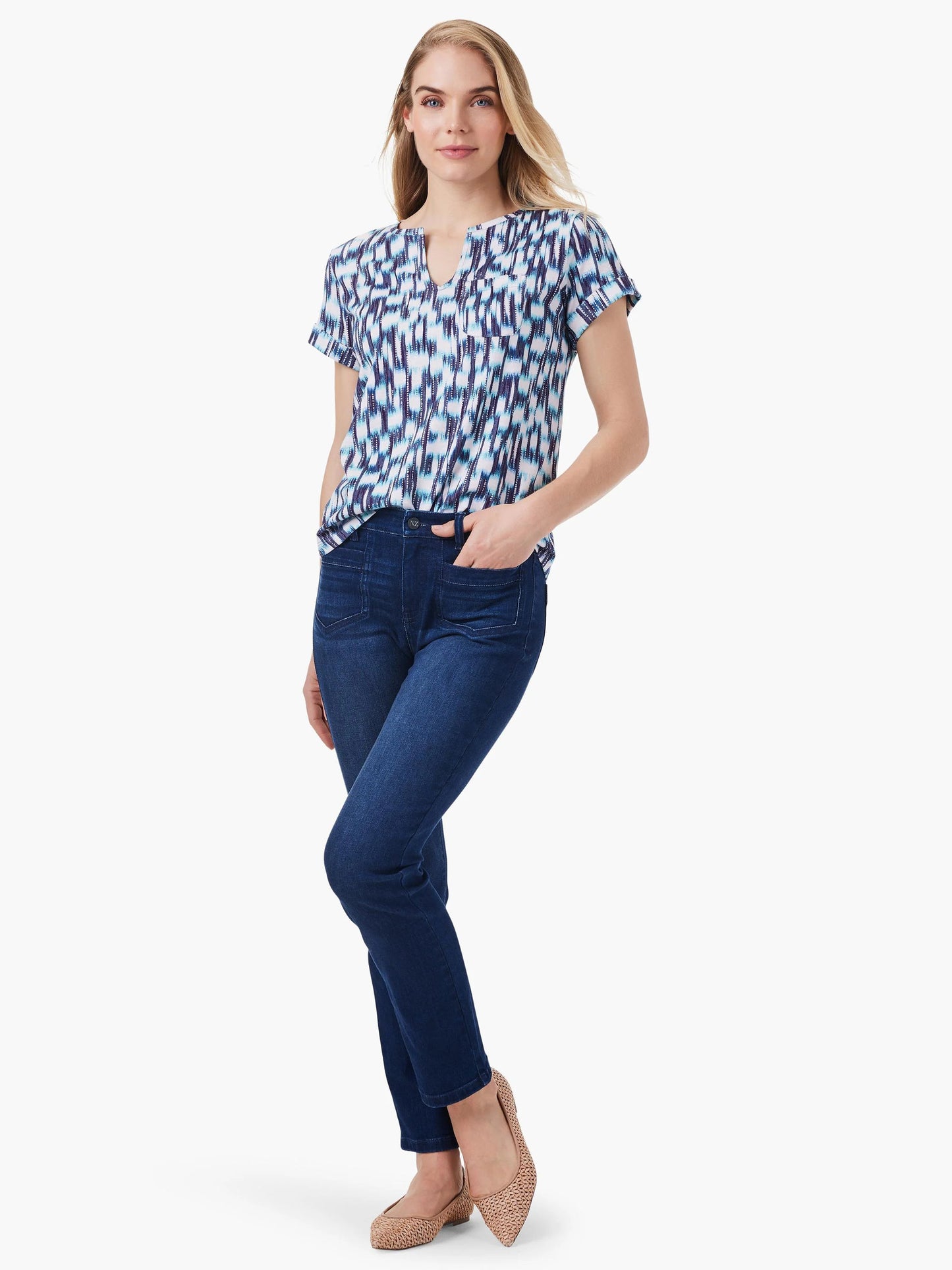 NZT Hazy Blues Split Neck Tee