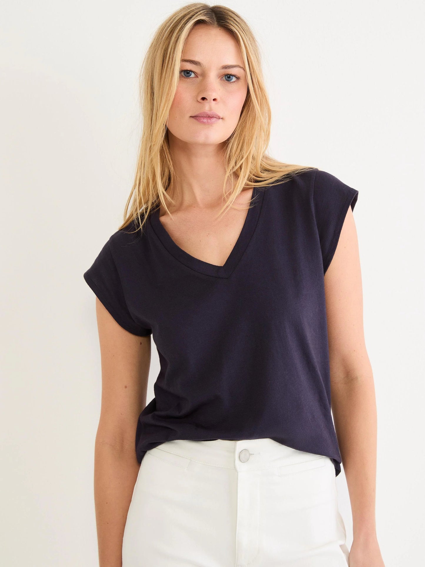 NZT Cap Sleeve V-Neck Supima Cotton Tee