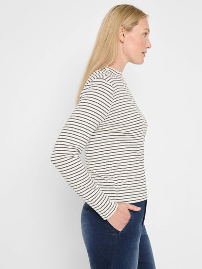 NZT Striped Long Sleeve Mock Neck Tee